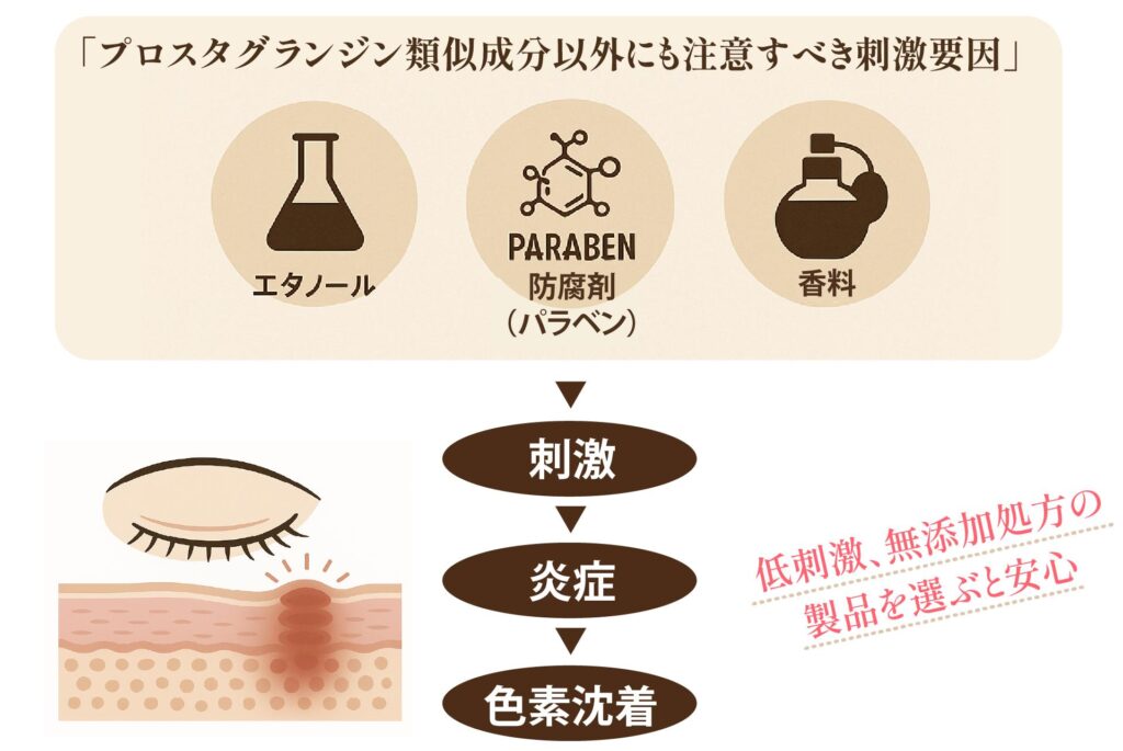 プロスタグランジン類似成分以外にも注意すべき刺激要因